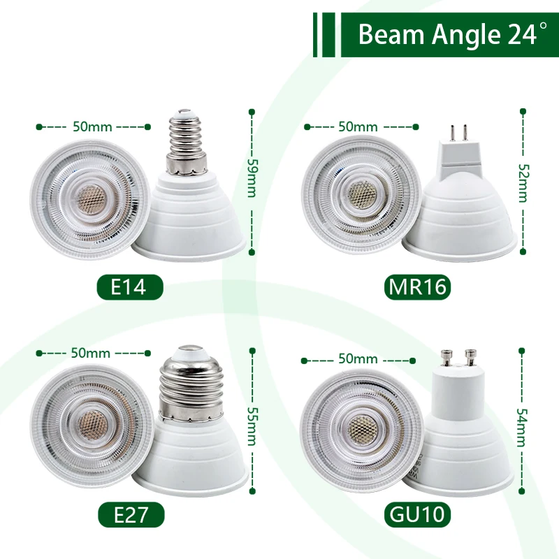 GU10 MR16 Led Bulb E27 E14 6W AC 220V 230V 240V Beam Angle 24 120 Degree Spotlight For Home Energy Saving Indoor Light Bulb