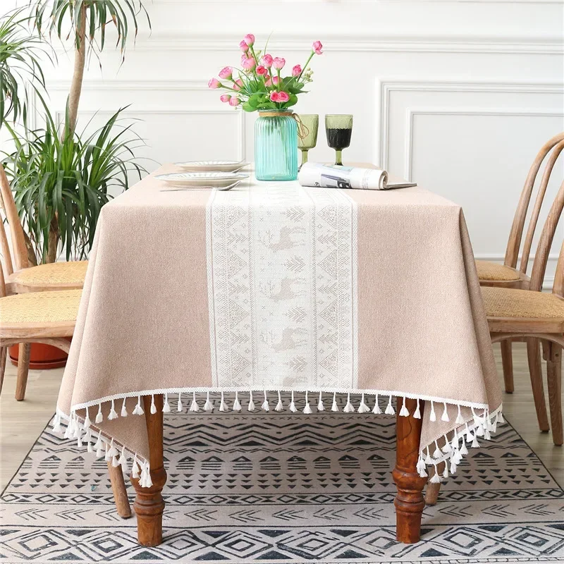 

Europe and America Tablecloth For Table Cotton Linen Embroidery Christmas Table Cloth Dining Room Fabric Rectangular Table Cover