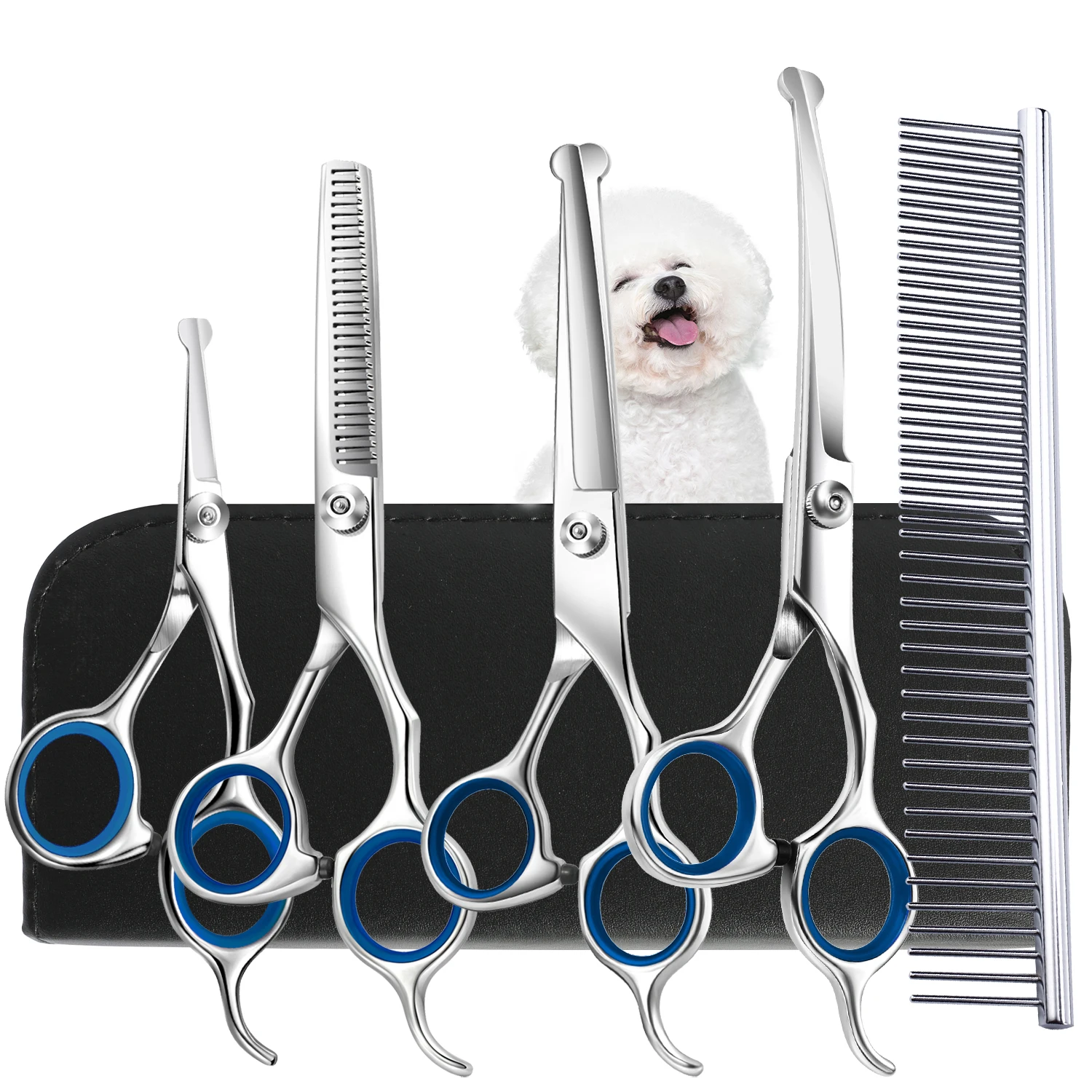2 Professional Pet Grooming Thinning Scissors - 6.5" & 7.5" German Ground Shears For Dog & Cat Hair