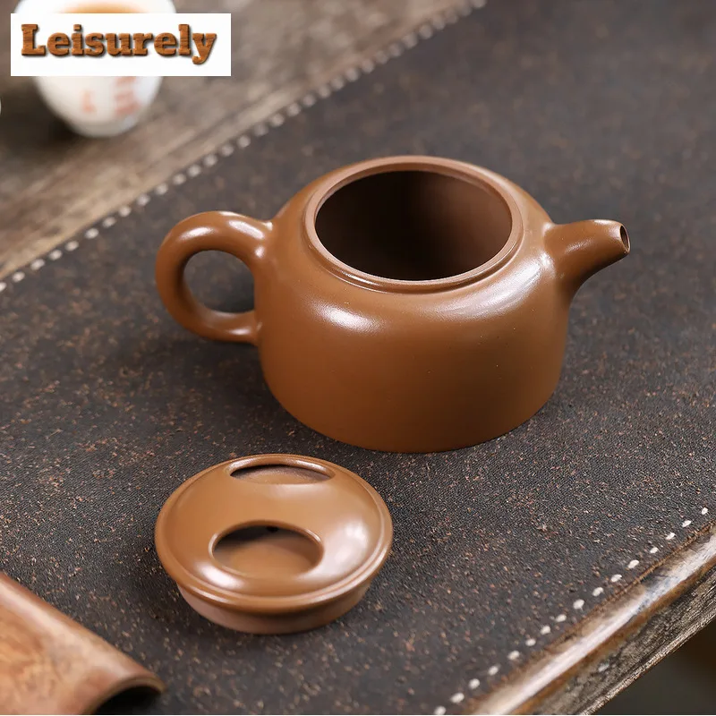 270ml Aesthetic Yixing Purple Clay Teapots Handmade Cattle Lid Lotus Seed Pot Raw Ore Gold Zhu Mud Kettle Zisha Tea Set Tea Gift