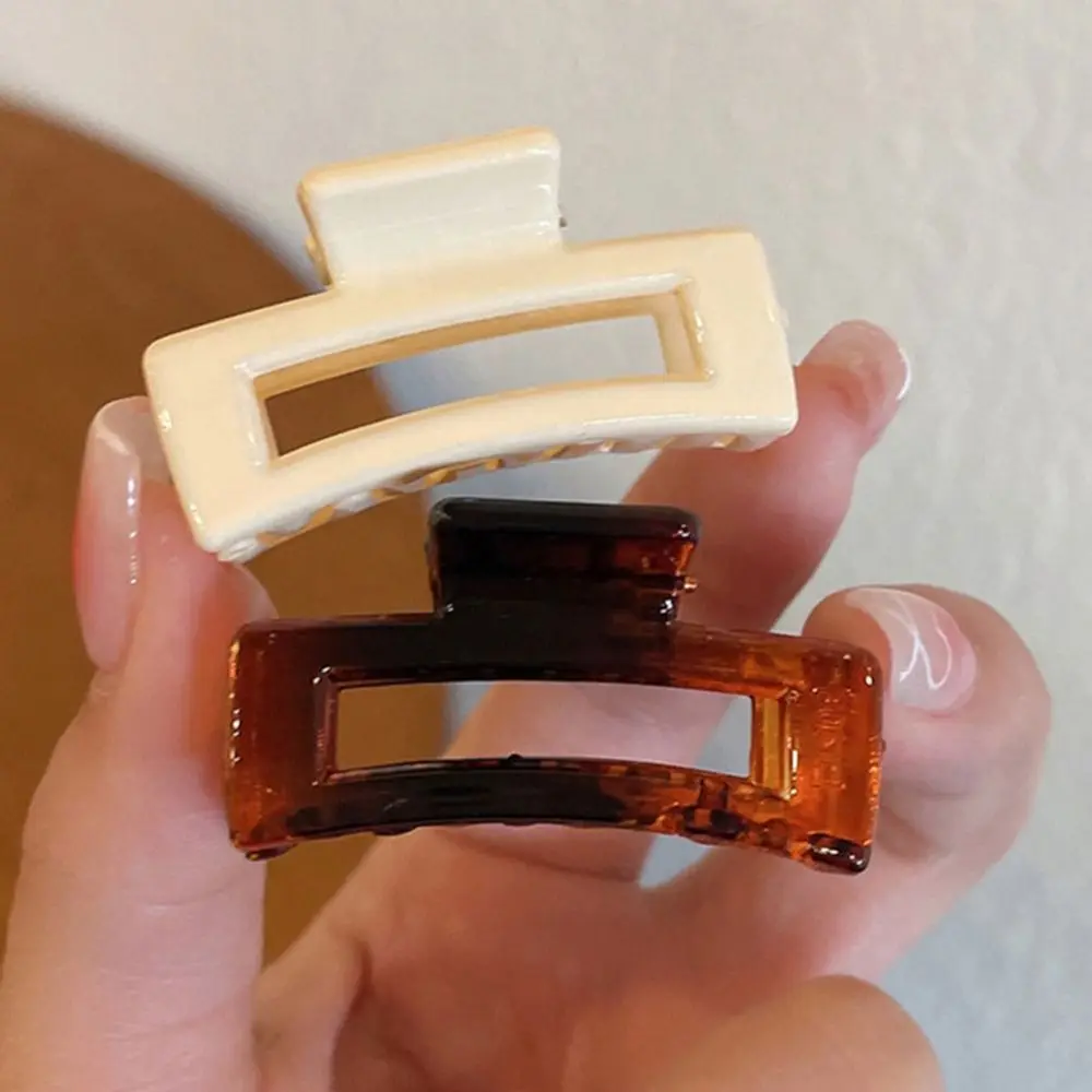 Sweet Plastic Transparent Shark Clip Small Rectangle Mini Hair Claw Headwaer Side Clip Hollow Hair Clip Daily