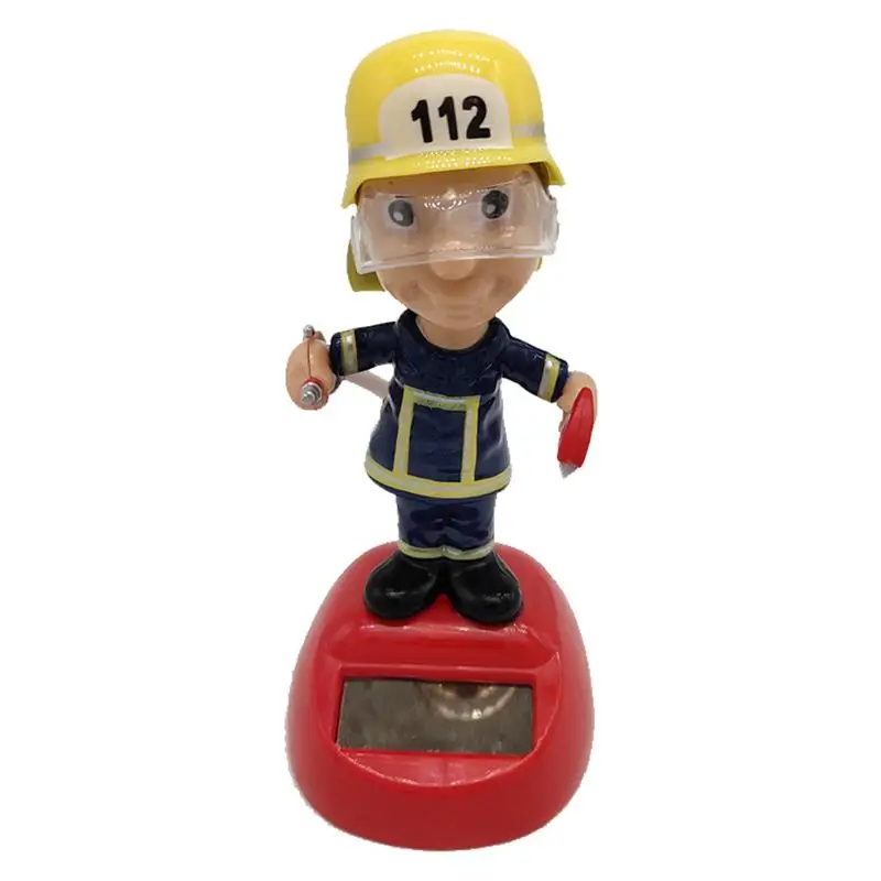 

High Quality Car Accessories Indoor Solar Decoration Fireman Shake Head Doll Car Decoration