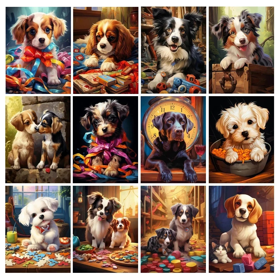 

Diy 5D Diamond Painting New Collection 2024 Cute Dog Full Rhinestone Art Mosaic Embroidery Pet Animals Kids Gift