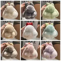 Plush Key Chains Bag Hanging Pendant Car Key Ring Mini Rabbit Hair Bow Bag Strap Cute Bunny Couple Keychain 2