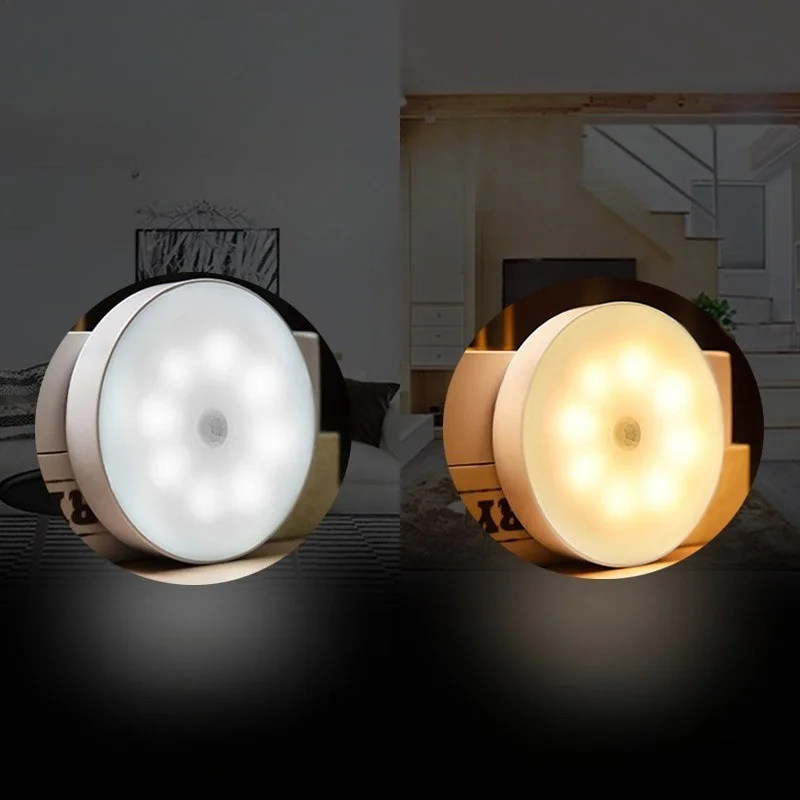 LED 스마트 인체 센서 야간 조명 비상 자동 조명 USB 충전 무선 자기 흡착식 야간 조명