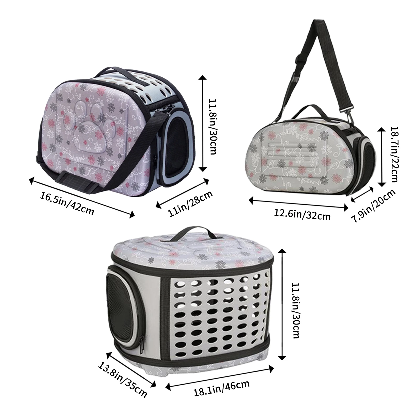 Travel Pet Bag Cat Flower Carriers Bags Breathable Pink Folding Small Dog Outdoor Shoulder Bag Folding Cats Carrying