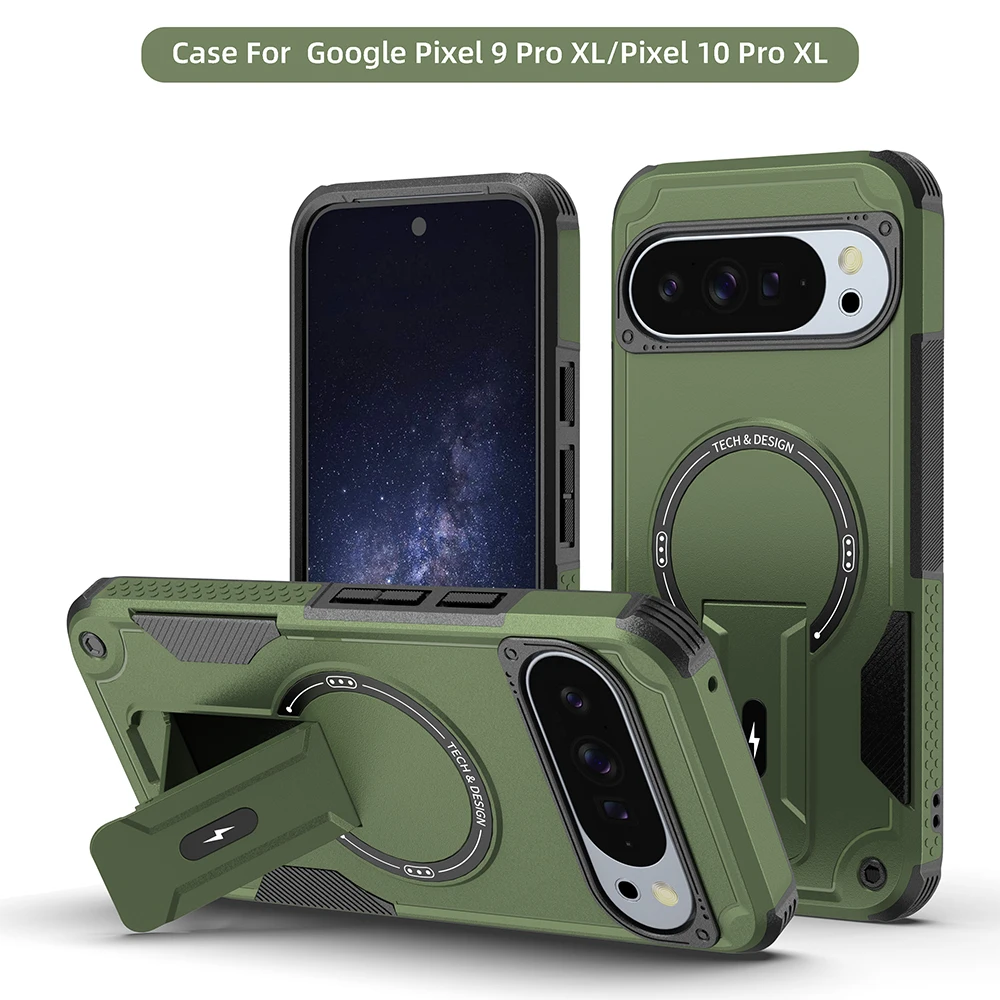Shockproof Rugged Stand Phone Case with Magnetic Charging and Military Grade Protection