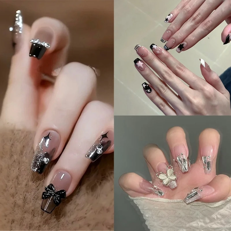 

Coffin/Square Nails Tips Star Fake Nails Glues On On Press On Artificial False Nails for Womens