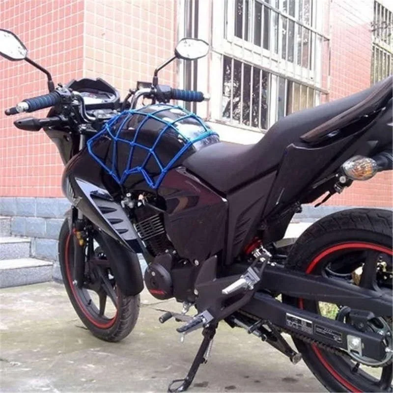 Motorcycle Luggage Net 6 Hooks Hold Down Fuel Tank Luggage Mesh Web Styling Adjustable Cargo Net