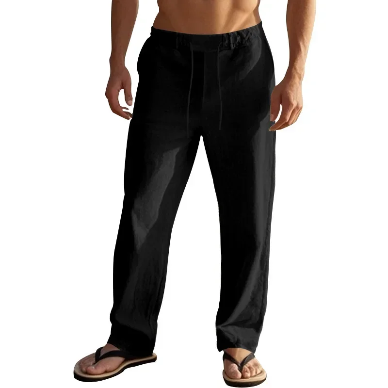 Pantalon Cargo De Lino Y Algodón Para Hombre, Pantalon Transpirabl De Color Sólido Con Múltipl Bolsillos, Ropa De Calle Deportiva Para Primavera Y Otoño, S-3XL - AliExprs