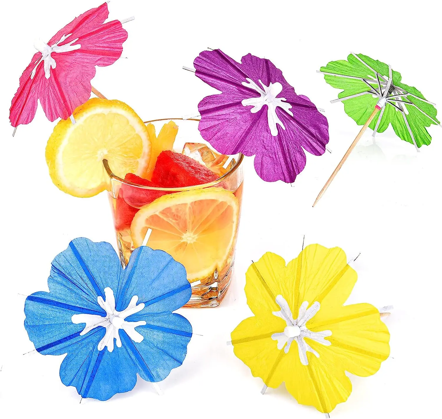 50 Bunte Papier Cocktail Regenschirme,4 Zoll Große Mini