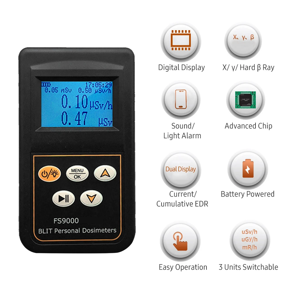 Handheld Nuclear Radiation Detector Radiation Dose Alarm Household Laboratory Hospital Multi-function Marble Radioactive Geiger professional decibel meter