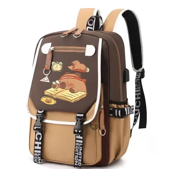 Stilvoller Kawaii Capybara Computer-Rucksack, College-Schule, lässiger Tagesrucksack, Teenager-Tasche, große Kapazität, verstellbarer Riemen, Schultasche 3