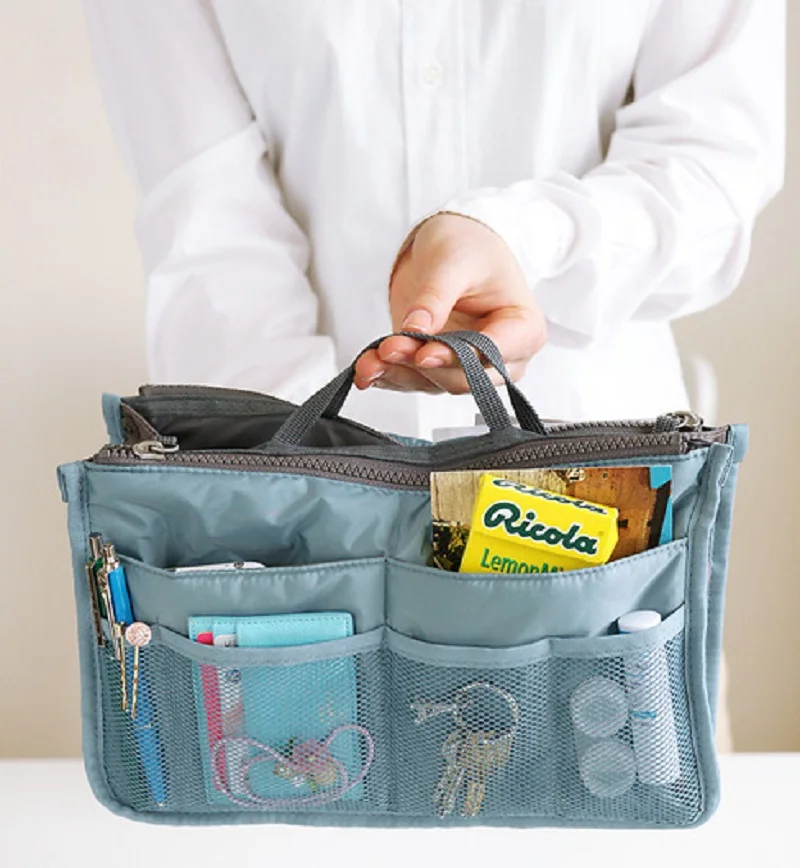 Organizer Insert Bag Women Nylon Travel Insert Organizer Handbag Purse Large liner Lady Makeup Cosmetic Bag Cheap Female Tote 3