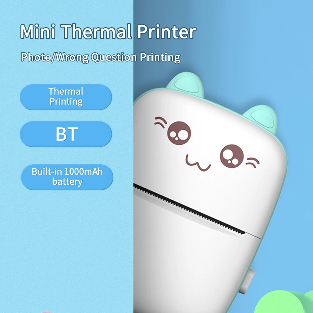 New Portable Thermal Printer MINI Print Paper Photo Thermal Printer 58mm Printing Wireless Bluetooth Android IOS Printers small sticker printer