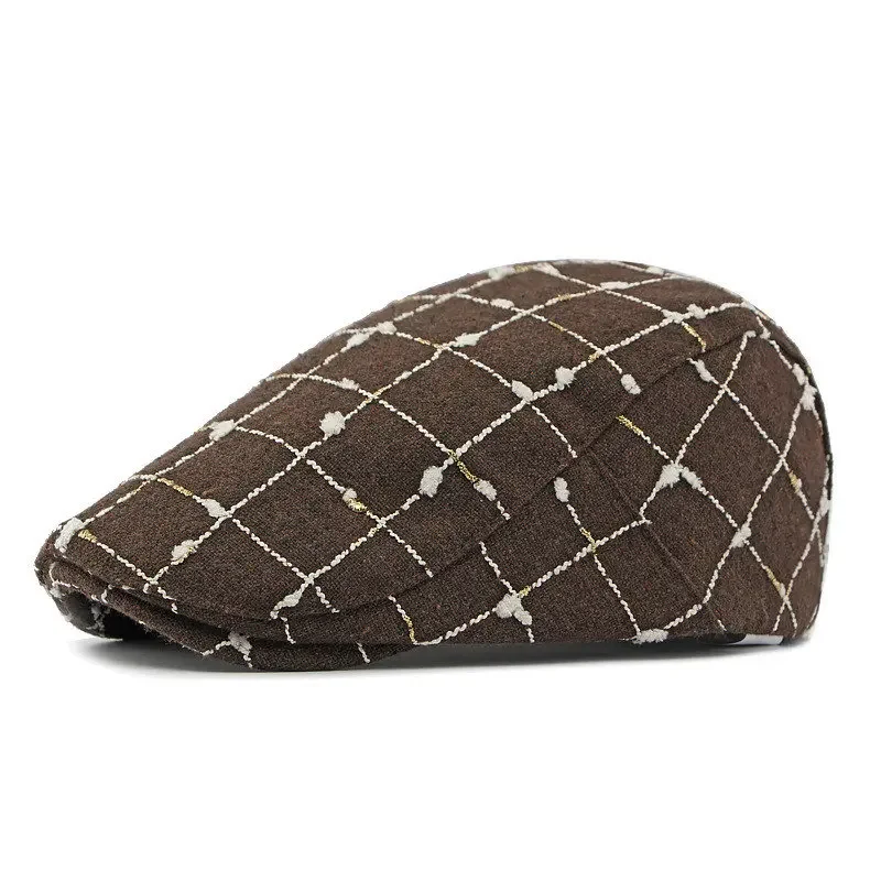 

LDSLYJR Autumn and Winter Cotton Geometric Newsboy Caps Flat Peaked Cap Men and Women Painter Beret Hats 164