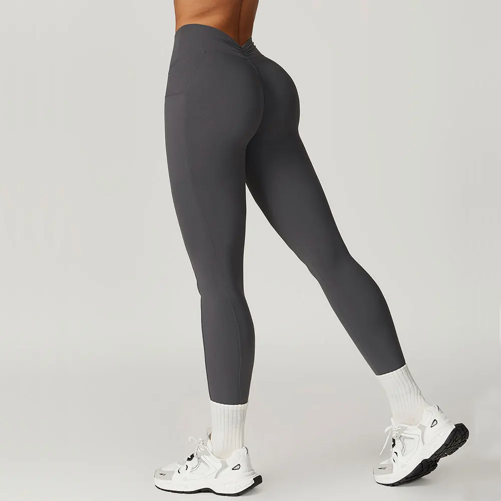 V-shaped Back Yoga Pants High Waist Leggings Women Gym Workout Tights Fitness Tummy Control Running