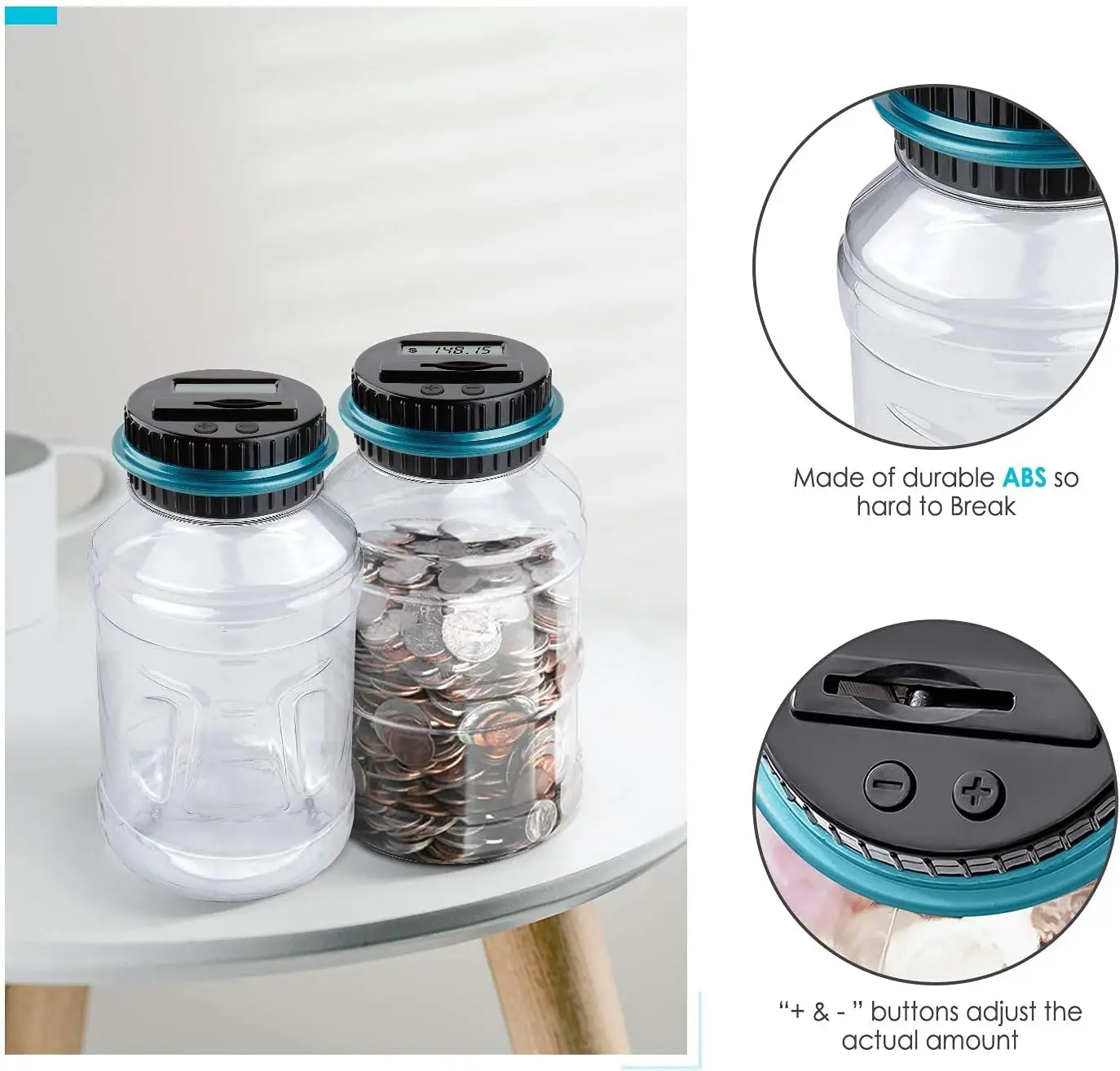 Smart Counting Piggy bank Adult piggy bank LCD displays the amount of money transparent jar as you take as you save