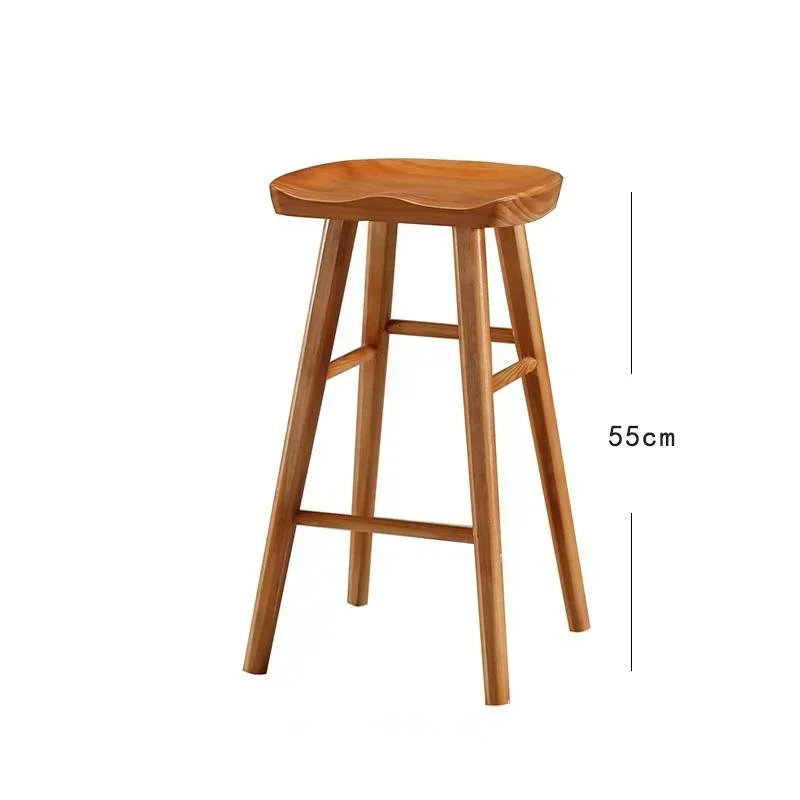 Nordic Modern Log Bar Chair Coffee Shop Solid Wood Stool Home Dining Room High bar chairs