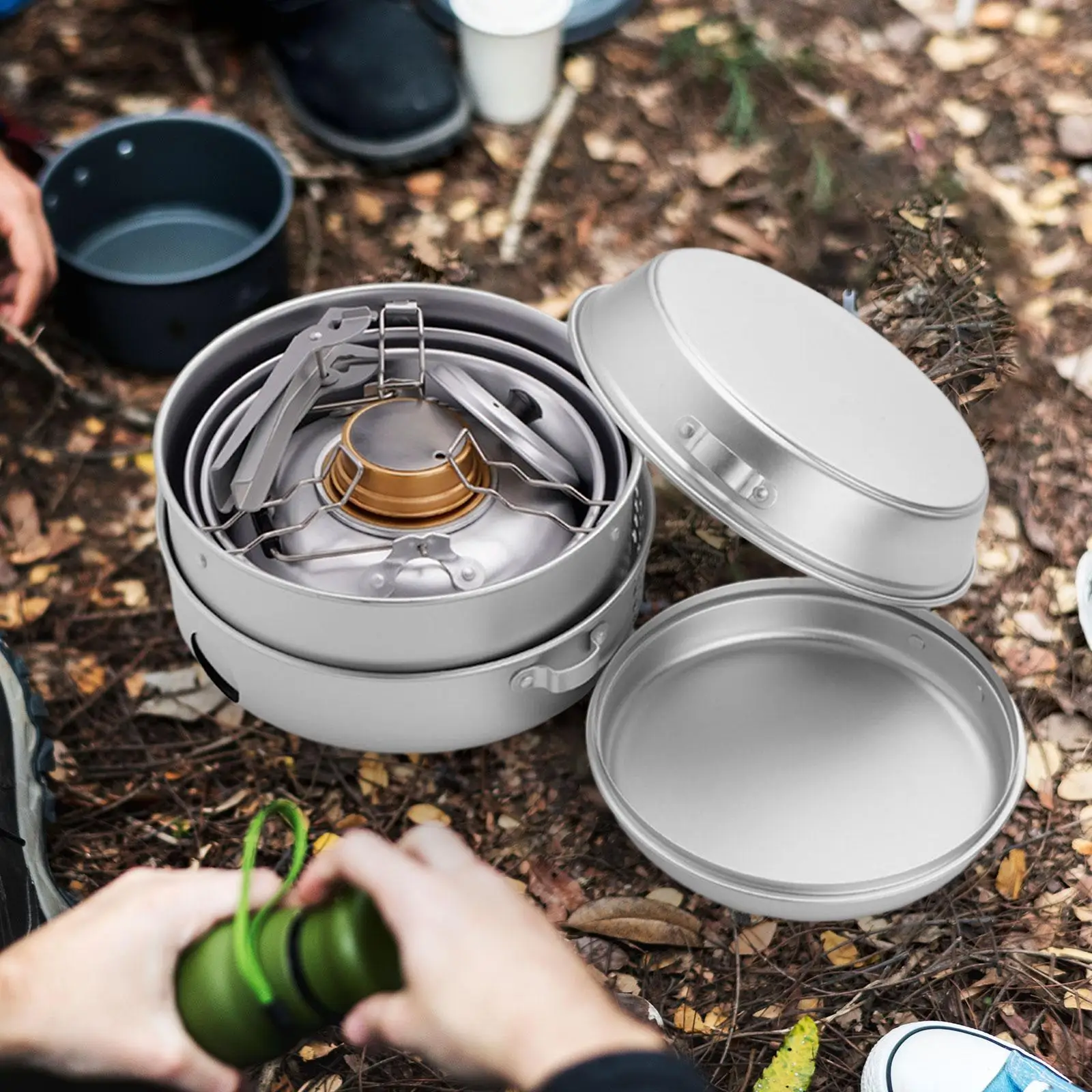 Camping Cookware Set Lightweight Portable Gear Compact Cooking Gear Pot and Pan Frying Pan for Camp Picnic Backpacking Hiking