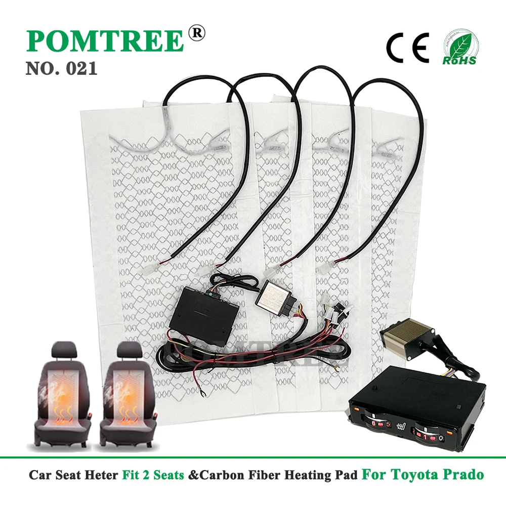 

New Built-in Car Seat Heater Kit Fit 2 Seats 12V 27W Heating Pads 6-Levels Dual Control Switch System For Toyota Prado 2018-2023