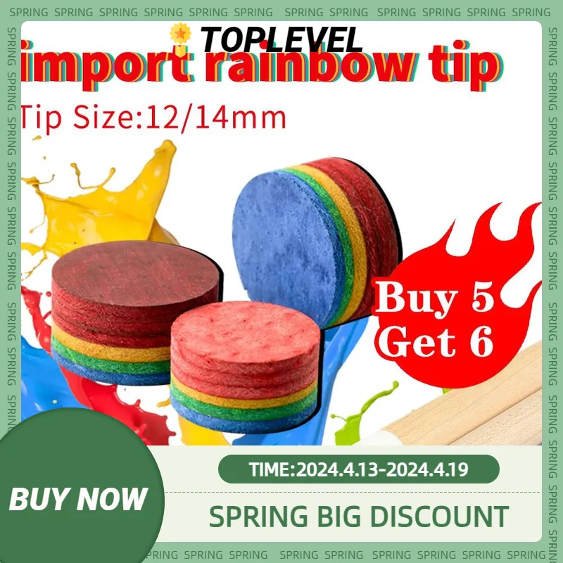 Rainbow Tip Billiards Tip,Pool Cue Tips,6 Multi-Layers Cue Stick Tip,Professional Durable Billiard Accessories,11mm,12mm,14mm new arrival 12mm billiard cue tip m 3 pieces billiard stick kit cues tip accessories quality durable professional china