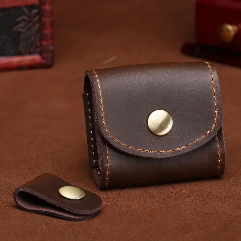 Fashion Coin Purse Vintage Genuine Leather Wallet Multifunctional Female Small Coin Bag Key Earphone Data Cable Storage Box