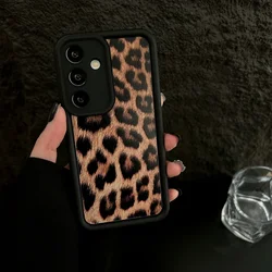 Chic Leopard Print Silicone Soft Phone Case - Fashionable Brown Cover for S23Plus (DBW Black)