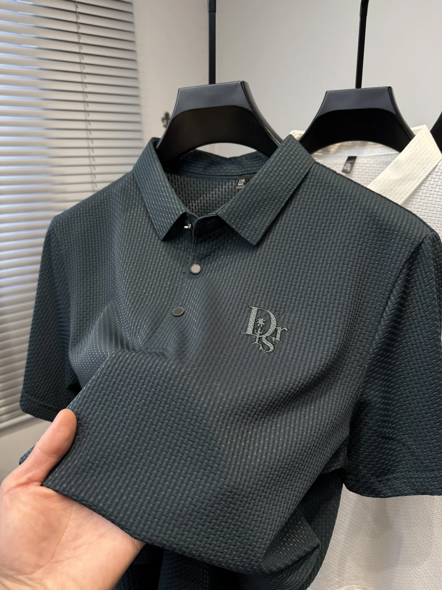 Men's breathable cotton ball shirts, fashionable brand T-shirts, high-quality striped short-sleeved tops, casual office summer 14 S7ce17d3498274db8974fc28293d31313X