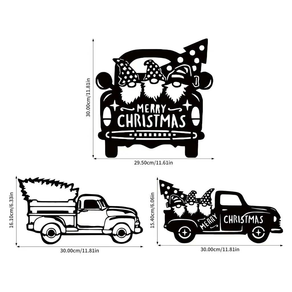 

HELLOYOUNG Christmas Truck Metal Wall Hanging Art Personalized Truck Merry Christmas Sign Christmas Truck Stencils Outdoor Wall