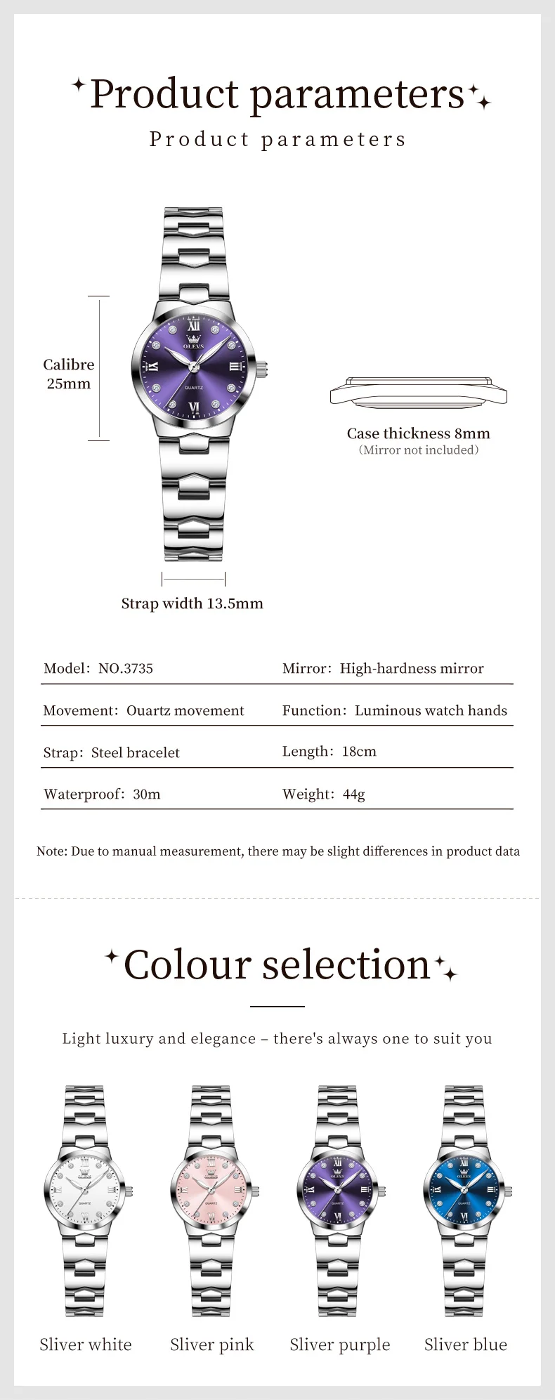 OLEVS Orologio da donna 3735 - Vista notturna luminosa