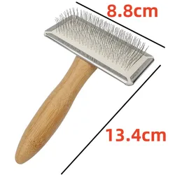 Deluxe Wooden Pet Grooming Brush with Stainless Steel Combs (Wooden 8.8cm)