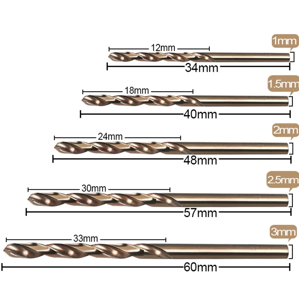 10pcs HSS M35 Cobalt Drill Bit 1mm/1.5mm/2mm/2.5mm/3mm Used For Stainless Steel Auger High Quality Drill Press Power Tool Parts