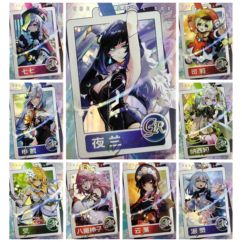 

Anime Goddess Story Rare GR Refractive Flash Cards Lumine Qiqi Paimon Shenhe Toys for boys Collectible Cards Birthday Gifts