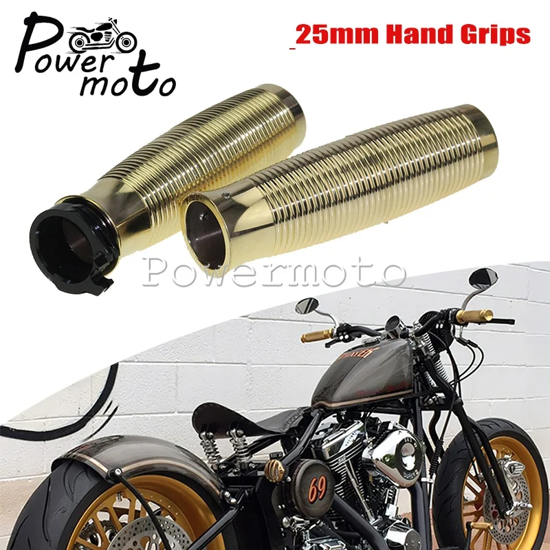 

Motorcycle Brass 1" Handlebar Grips 25mm Hand Grip Cover Universal For Harley Sportster 883N XL1200 883 Chopper Scrambler Custom