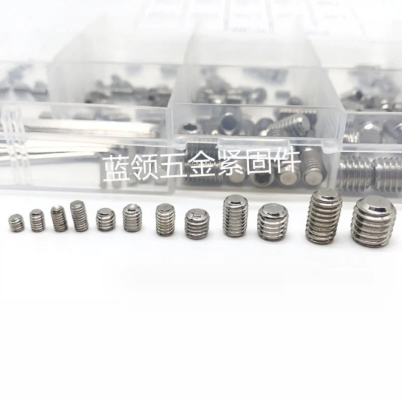 240Pcs Grub Screw Set M3 M4 M5 M6 M8 304 Stainless Steel Allen Head Hex Hexagon Socket Grub Headlessk Bolt Kit for faucet Door