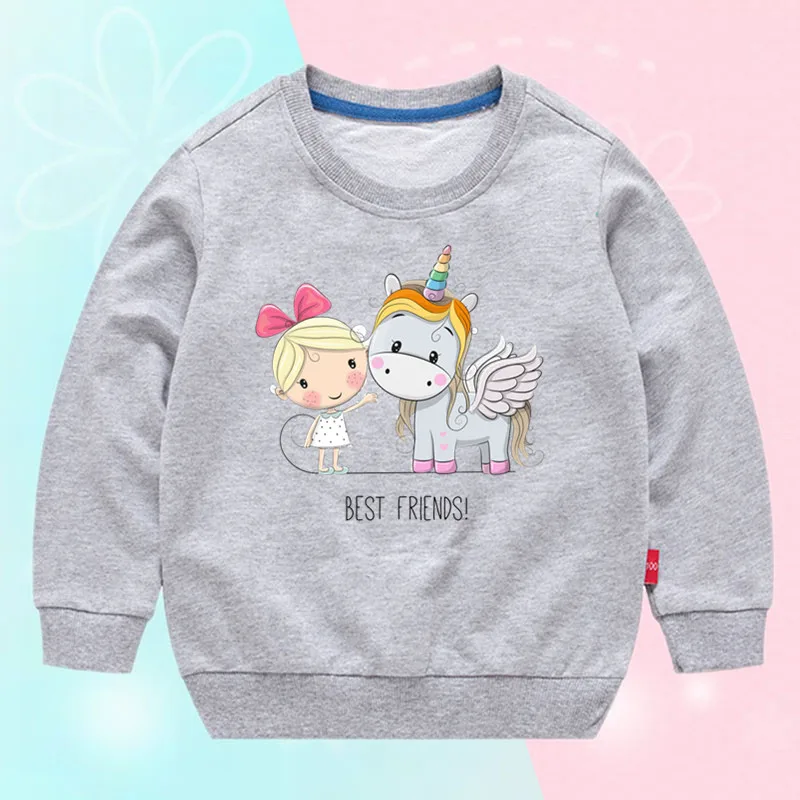 Silver Basic Felpa con Cappuccio e Pantaloni Stampa Cartone Animato Tuta Maglia Bambino Unicorno Cotone,Blu Unicorno Copertina Faccia-3,100
