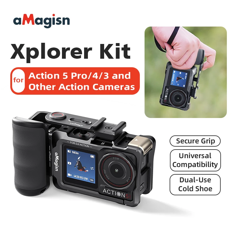 aMagisn Xplorer Grip Kit for DJI Osmo Action 5 Pro , ABS Plastic