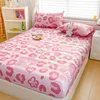 Pink Leopard Print Fitted Sheet Cheetah Bedding 3pcs for Kids Teens Girls Adults Room Decor,Wild Animal Skin Texture Bed Cover 1