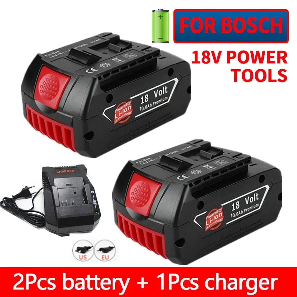Bat610G + Al1820Cv Per Bosch Professional 18V 10.0Ah Sostituzione Batteria Agli Ioni Di Litio Con Led E Per Caricabatterie Rapido Bosch 14.4V-18V