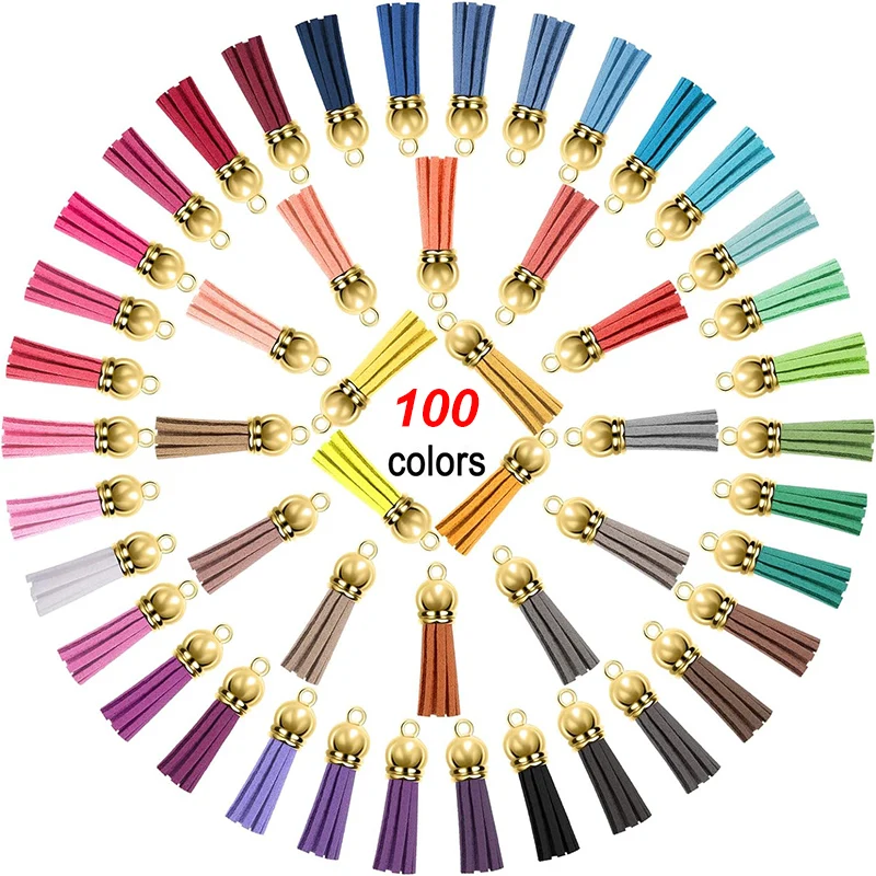 100Pcs 키 체인 Tassels 대량 3cm 가죽 술 펜 던 트 키 체인 DIY 및 공예에 대 한 다채로운 Tassels