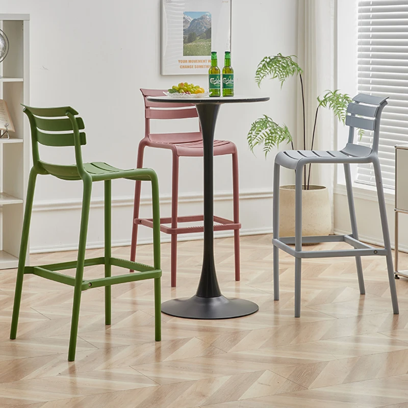 

Plastic Nordic Bar Chair Mainstays Square Leg Round Make Up Bar Stool Vanity Reception Desk Sillas Para Comedor Home Furniture