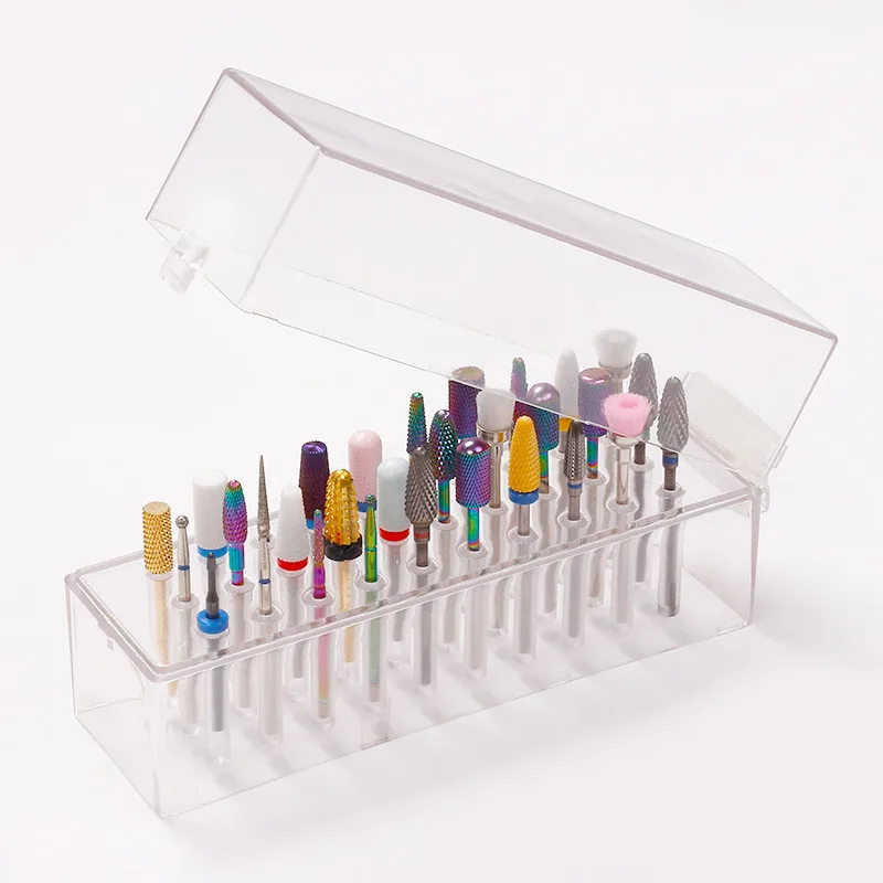 

Nail Art Drill Storage Box 30 Holes Display Container Stand Acrylic Transparent Dustproof Polish Head Bit Holder Organizer Tools