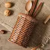 Handmade Rattan Storage Box Cosmetic Pen Holder Tea Ceremony Accessories Tableware Storage Decoration Household Storage Basket 4