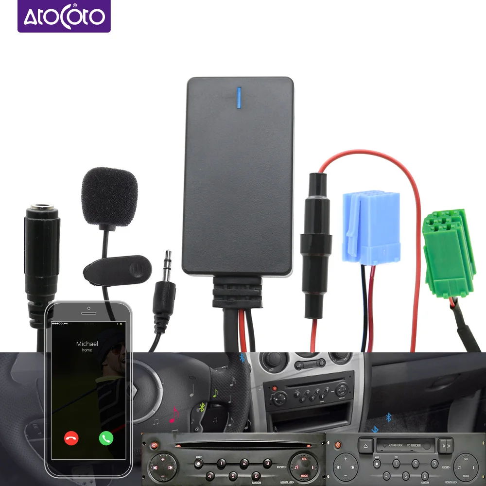 Adaptateur mains libres pour voiture, Bluetooth 5.0, câble AUX, microphone,  Renault Clio, Espace, Oke, Goo, décennie kMegane 2, liste de mises à jour,  haut-parleur radio - AliExpress