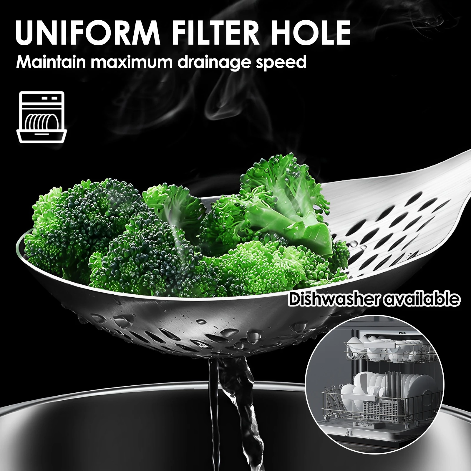 15inch Slotted Spoon Stainless Steel Strainer Spoon for Straining Pasta/Cooking/Frying Kitchen Utensils Skimmer Ladle