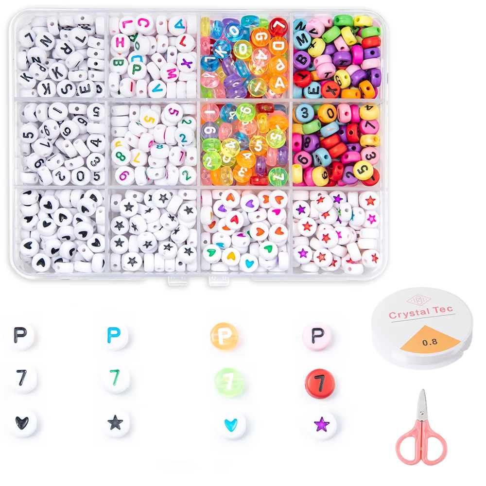 

12 ячеек, Набор для изготовления браслетов, 600 шт. буквенные бусины, бусины в ассортименте, бусины в стиле преппи, искусственные бусины с бусинами