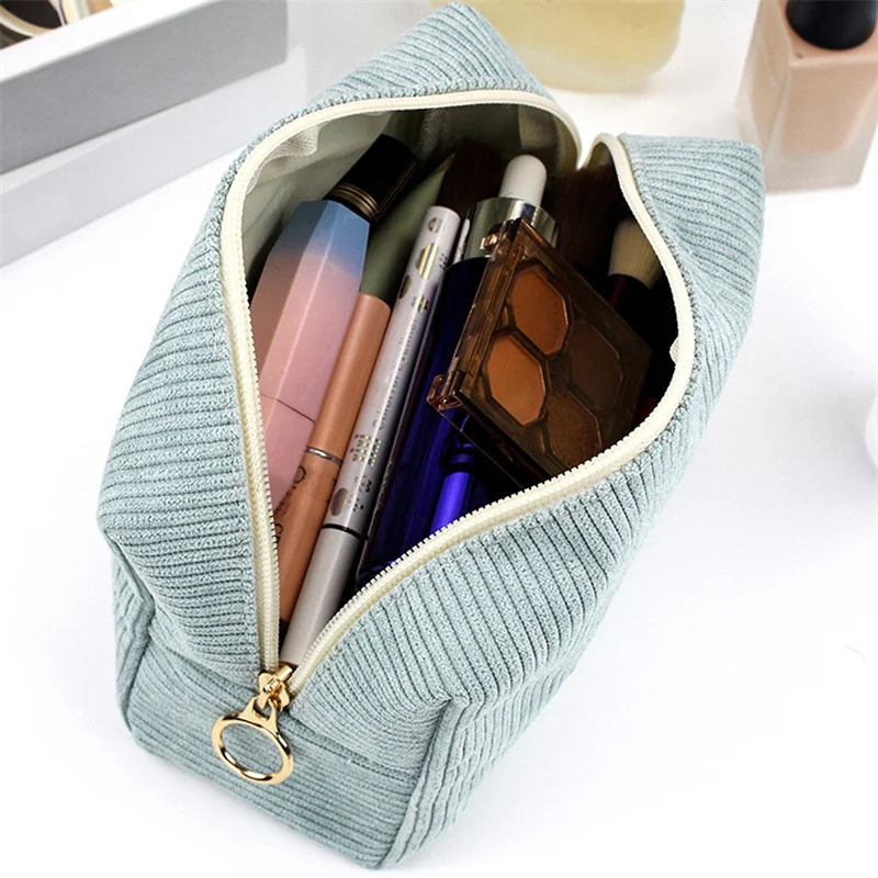 Corduroy Travel Cosmetic Bag Portable Makeup Storage Bag Purses Women Zipper Make Up Organizer Storage Clutch Beauty Case Pouch 6