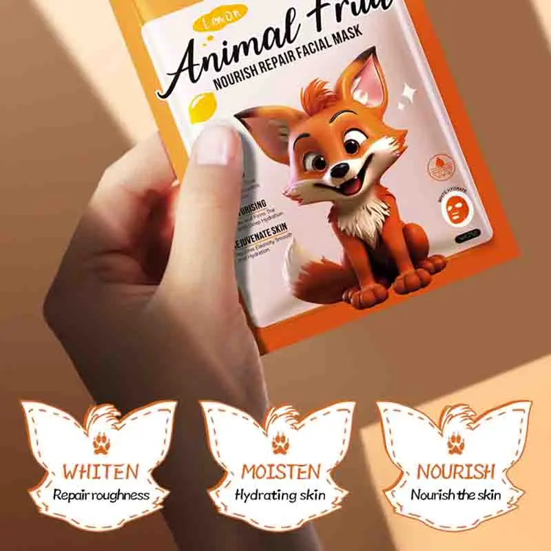 8pcs SADOER  Kawaii Fruits Face Mask Moisturizing Firming Hydrating Coconut Aloe Vitamin C Facial Masks for Face Skin Care