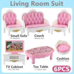 24-Piece Brown Miniature Dollhouse Furniture Set - Charming Kitchen Accessories (6Pcs-Livingroom P)